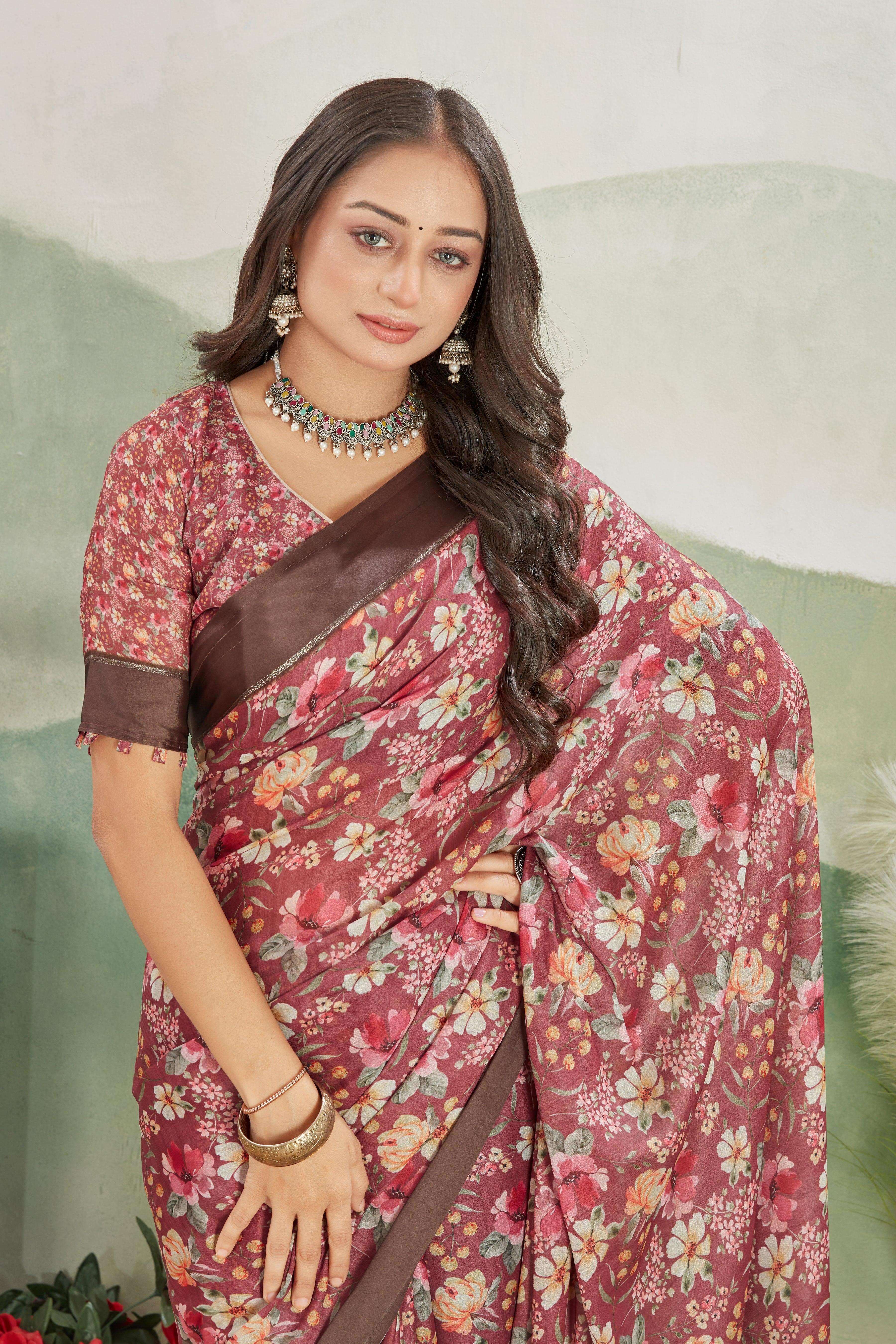 Radiate Royalty: Viscose Satin Borders on Crepe Silk with Pallu Designs - Image 4