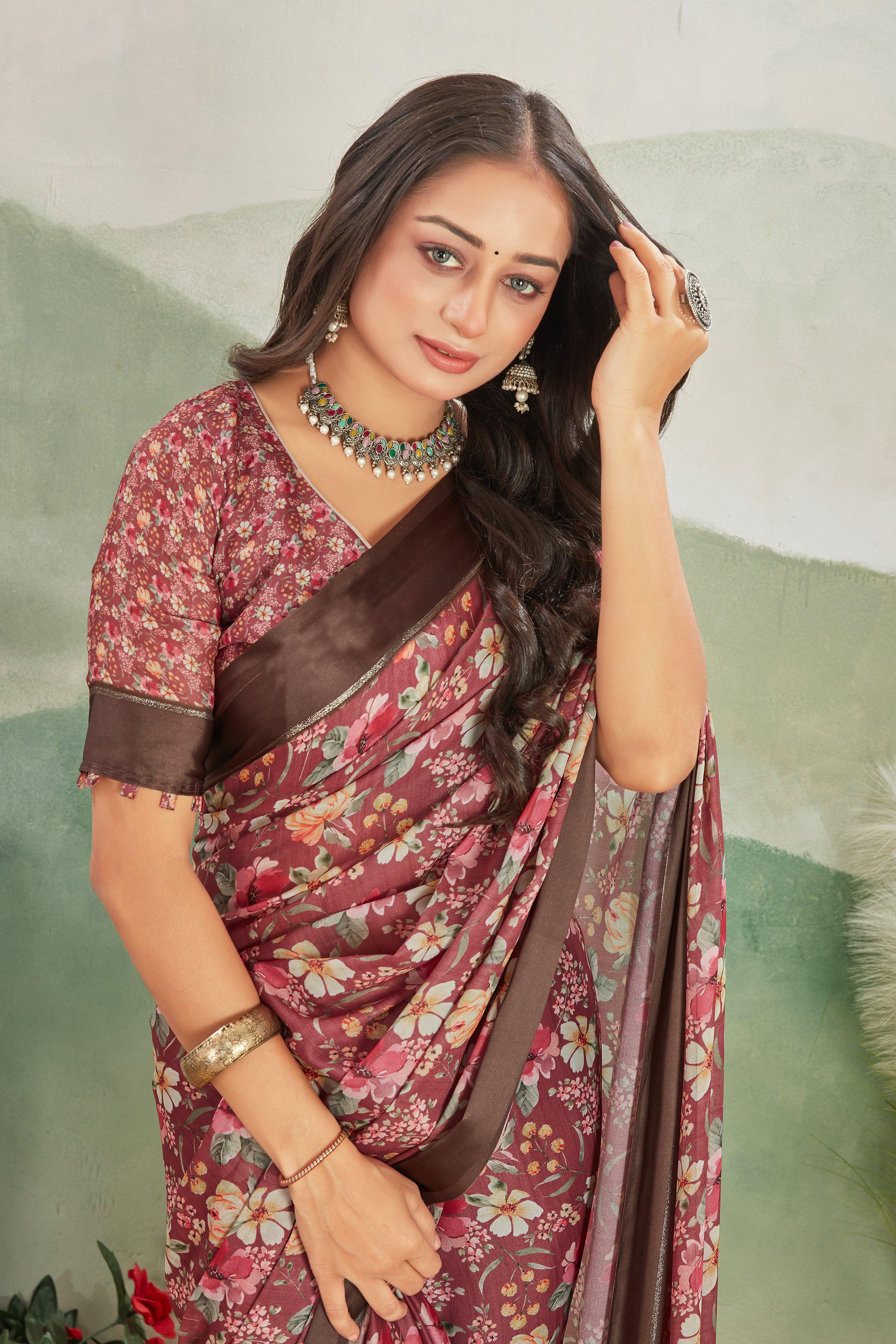Radiate Royalty: Viscose Satin Borders on Crepe Silk with Pallu Designs - Image 6