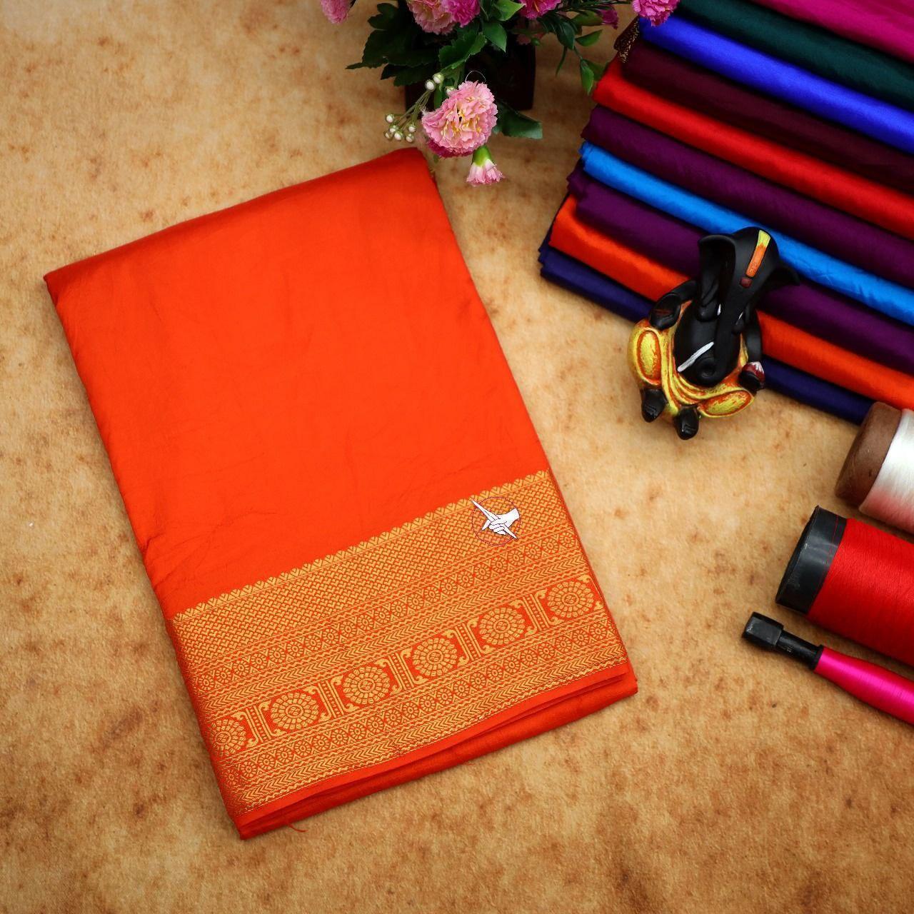 Authentic Mysore Silk Saree – Traditional Weaving With Zari Border - Image 4