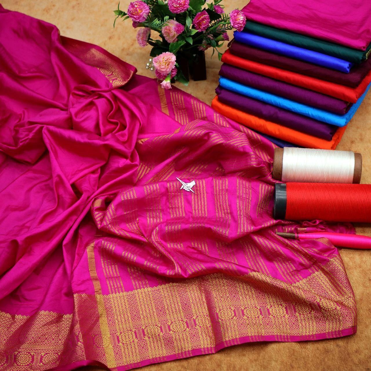 Authentic Mysore Silk Saree – Traditional Weaving With Zari Border - Image 5