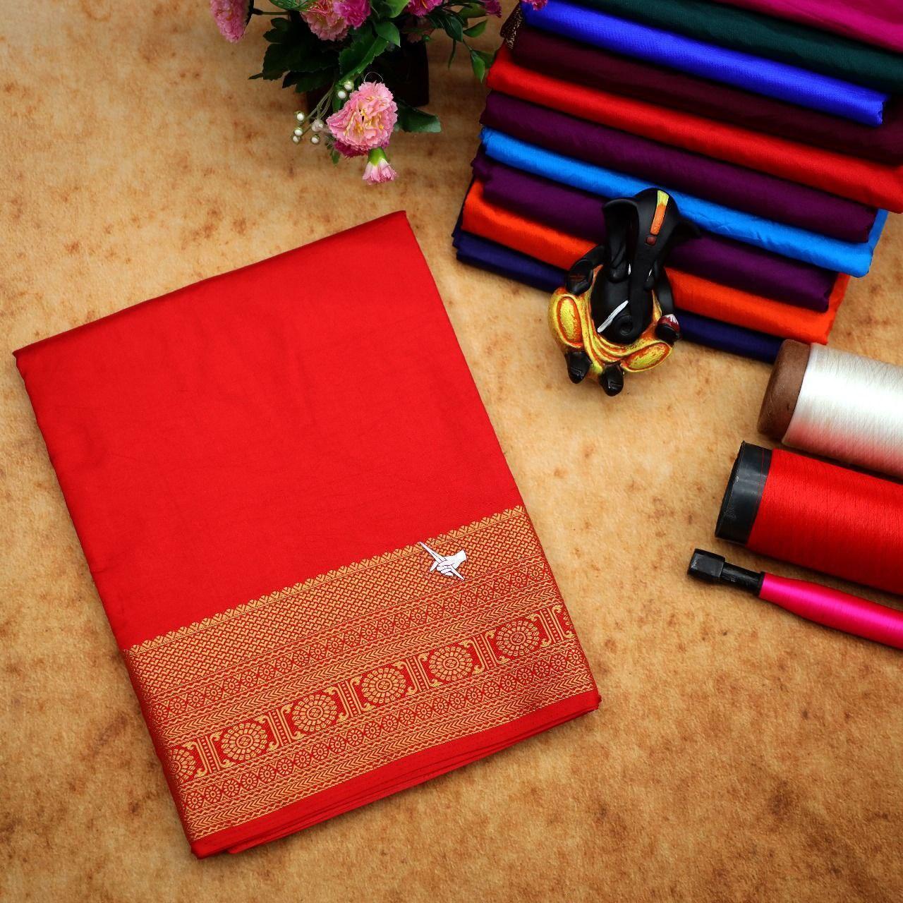 Authentic Mysore Silk Saree – Traditional Weaving With Zari Border - Image 10