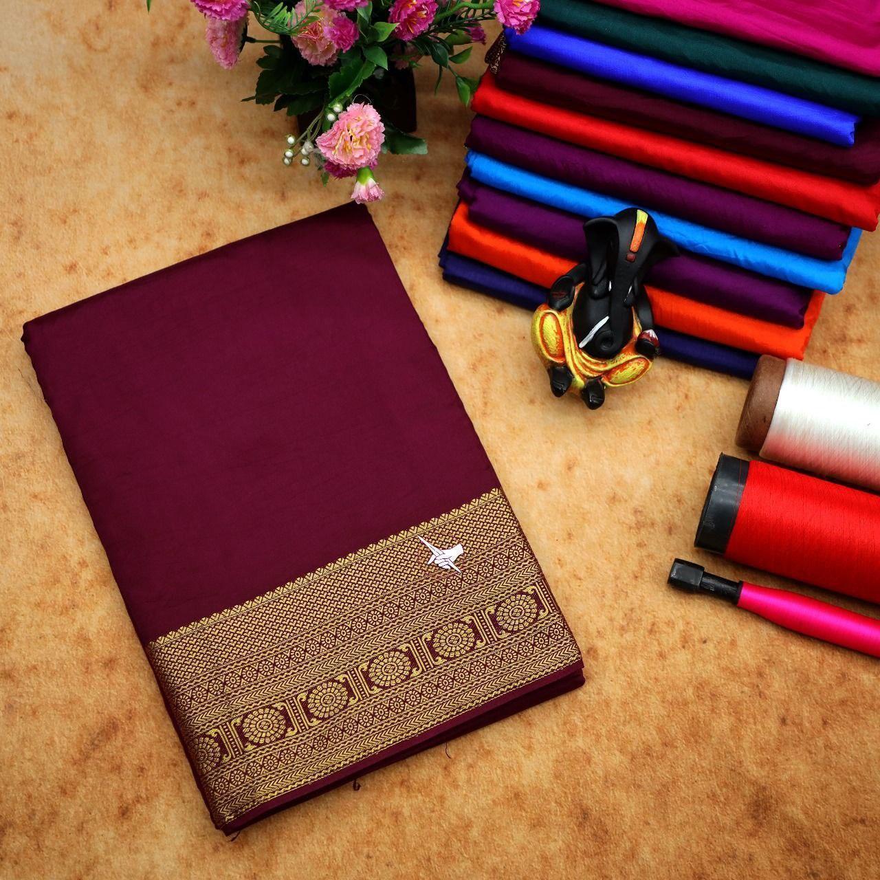 Authentic Mysore Silk Saree – Traditional Weaving With Zari Border - Image 9