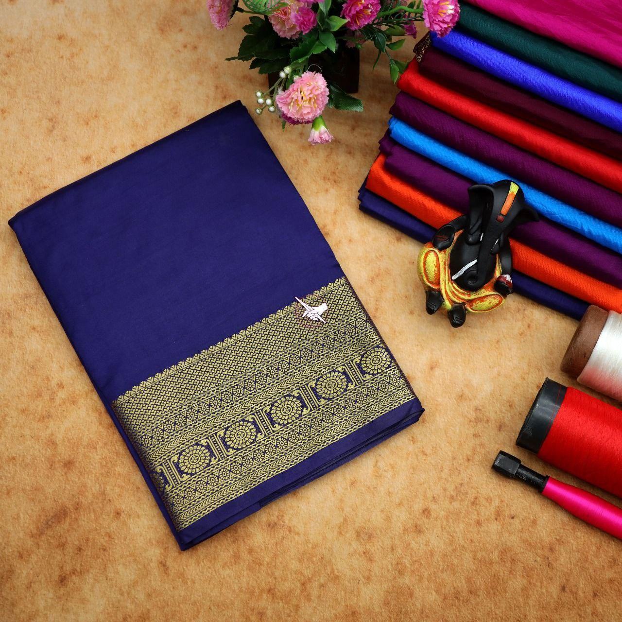 Authentic Mysore Silk Saree – Traditional Weaving With Zari Border - Image 3