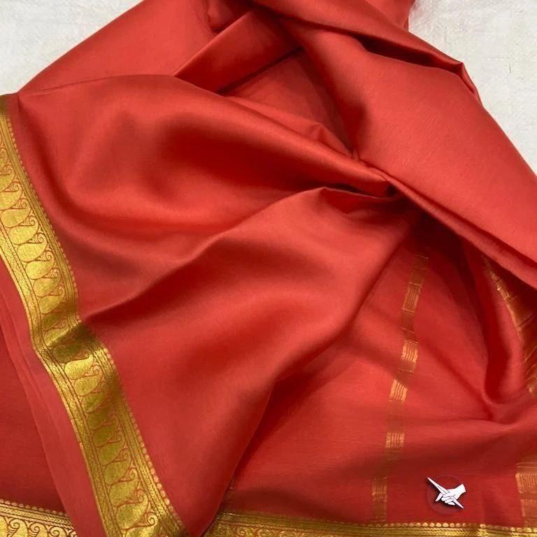 Pure Mysore Silk Saree With Beautiful Zari Border – Traditional Wear - Image 3
