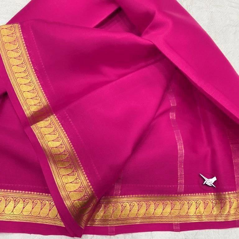 Pure Mysore Silk Saree With Beautiful Zari Border – Traditional Wear - Image 8